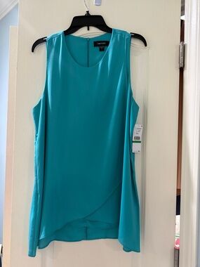 Karen Kane Teal Sleeveless Draped Overlay Top